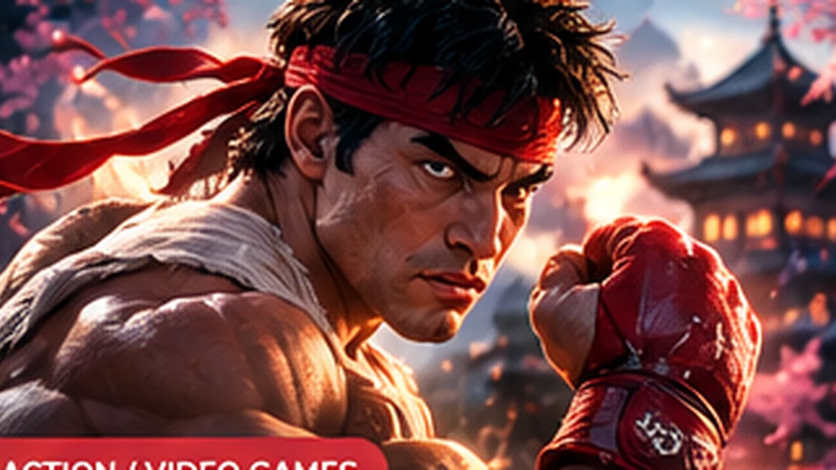 Fighting game inspired cinematic concept illustration, not an official film still